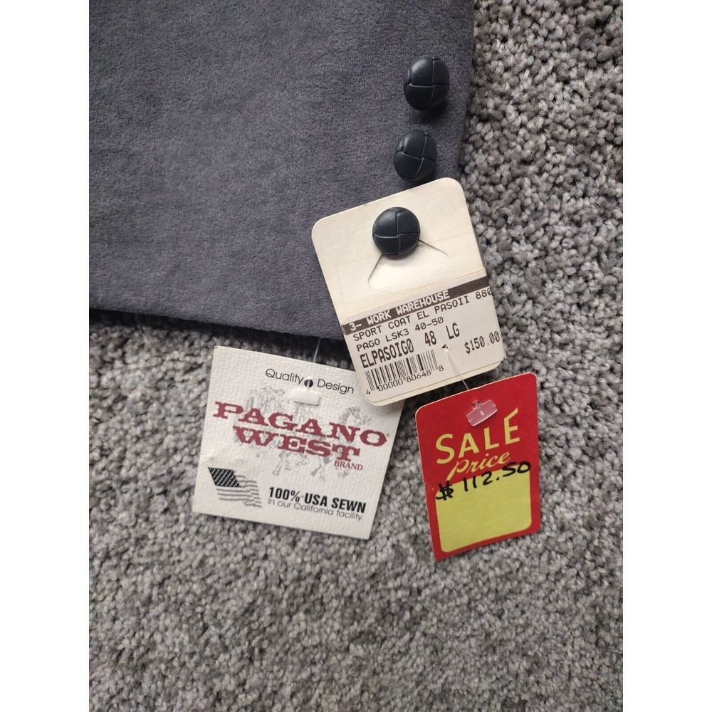NWT Pagano West Vintage USA Gray Rockabilly Blazer western sport coat 48L NOS - Picture 4 of 16